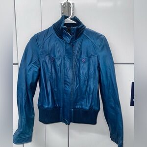 Armani Exchange Women's Leather Bomber Jacket